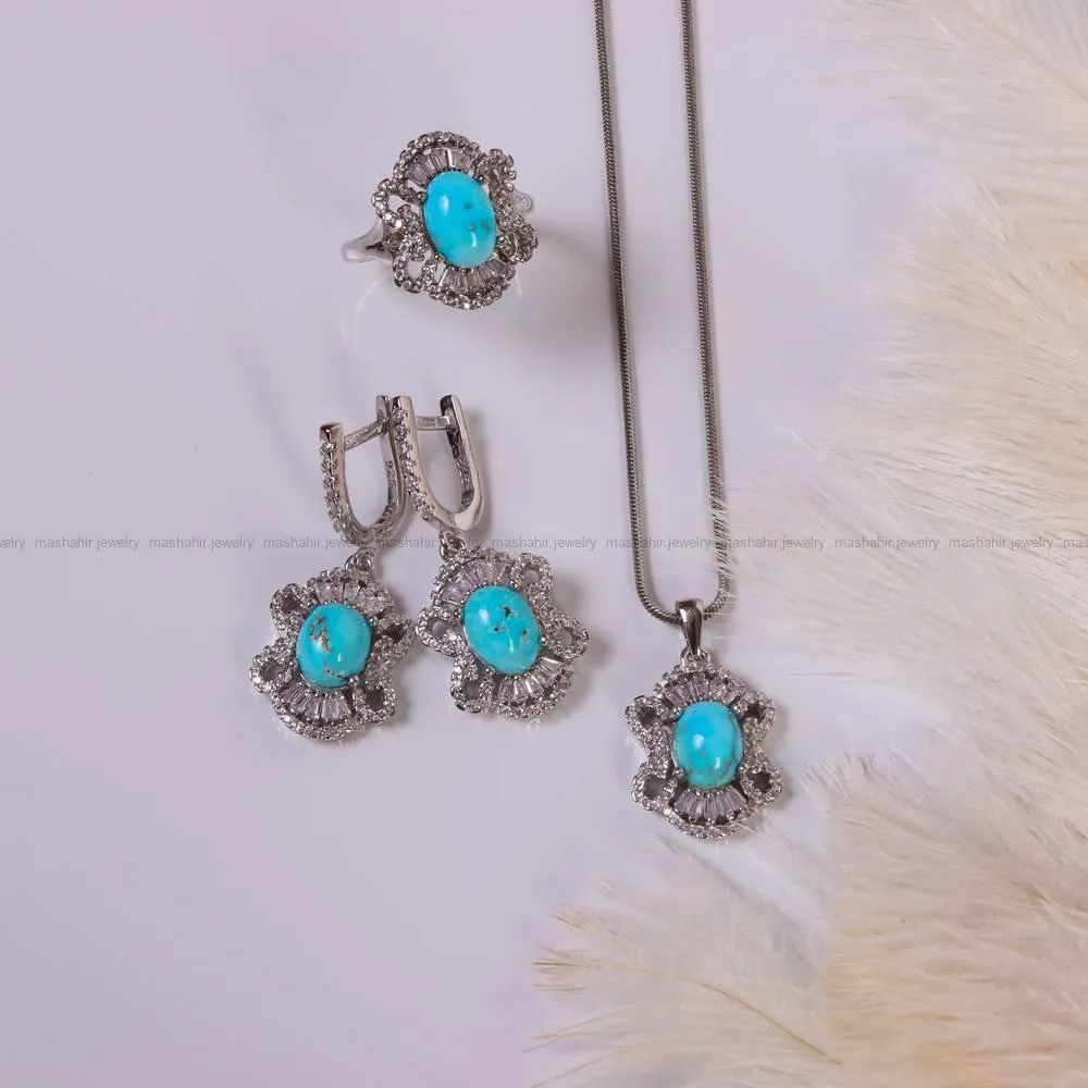 نیم ست فیروزه زنانه کد 4987