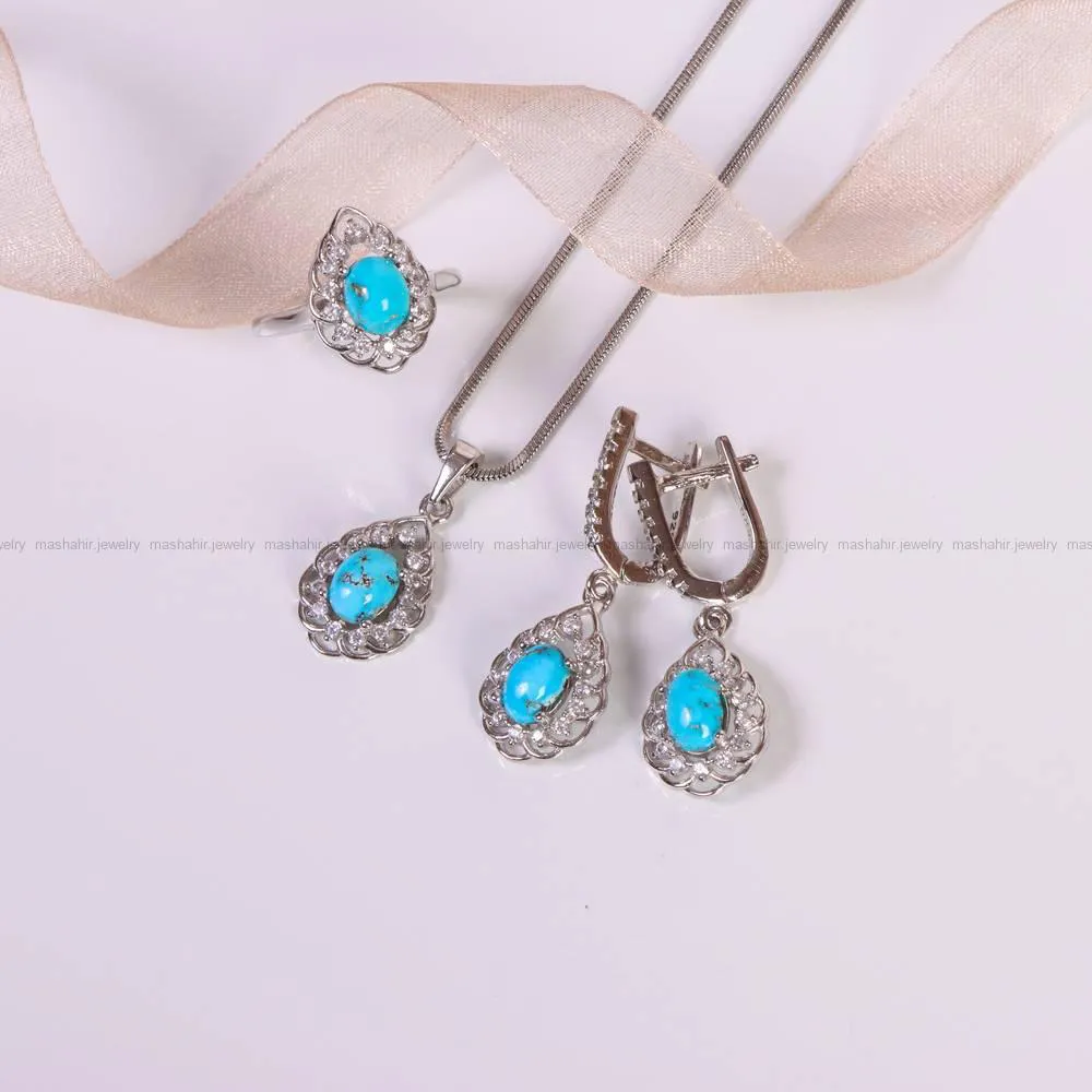 نیم ست فیروزه زنانه کد 4990