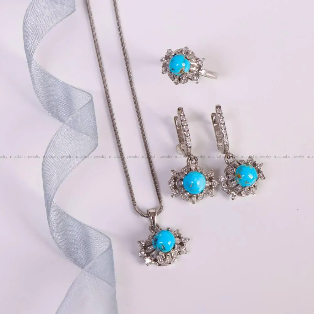 نیم ست فیروزه زنانه کد 4994