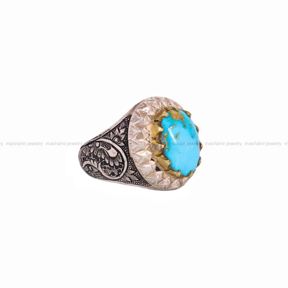انگشتر فیروزه شجری مردانه کد 5155