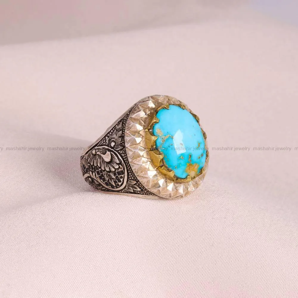 انگشتر فیروزه شجری مردانه کد 5155