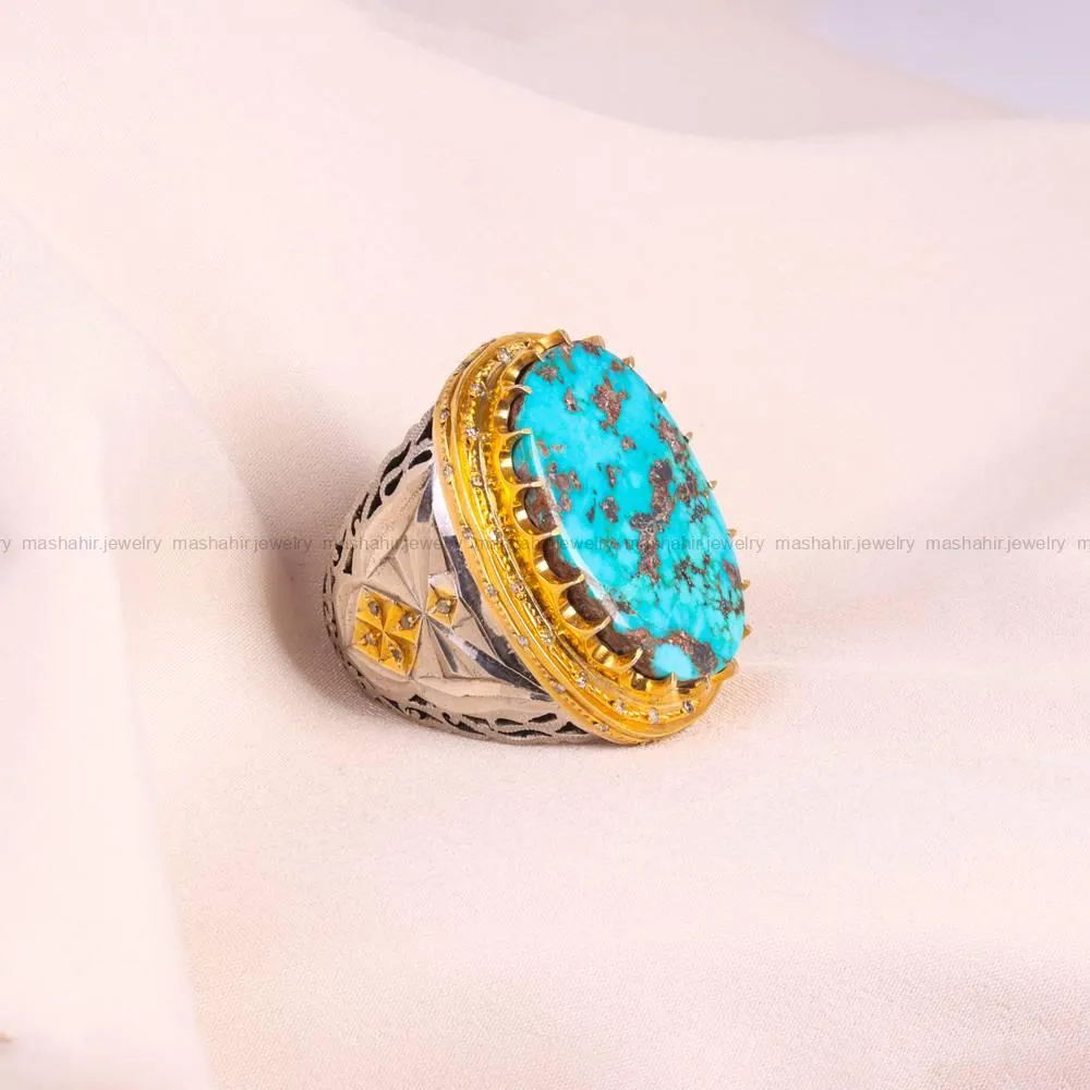 انگشتر فیروزه شجری مردانه کد 5159