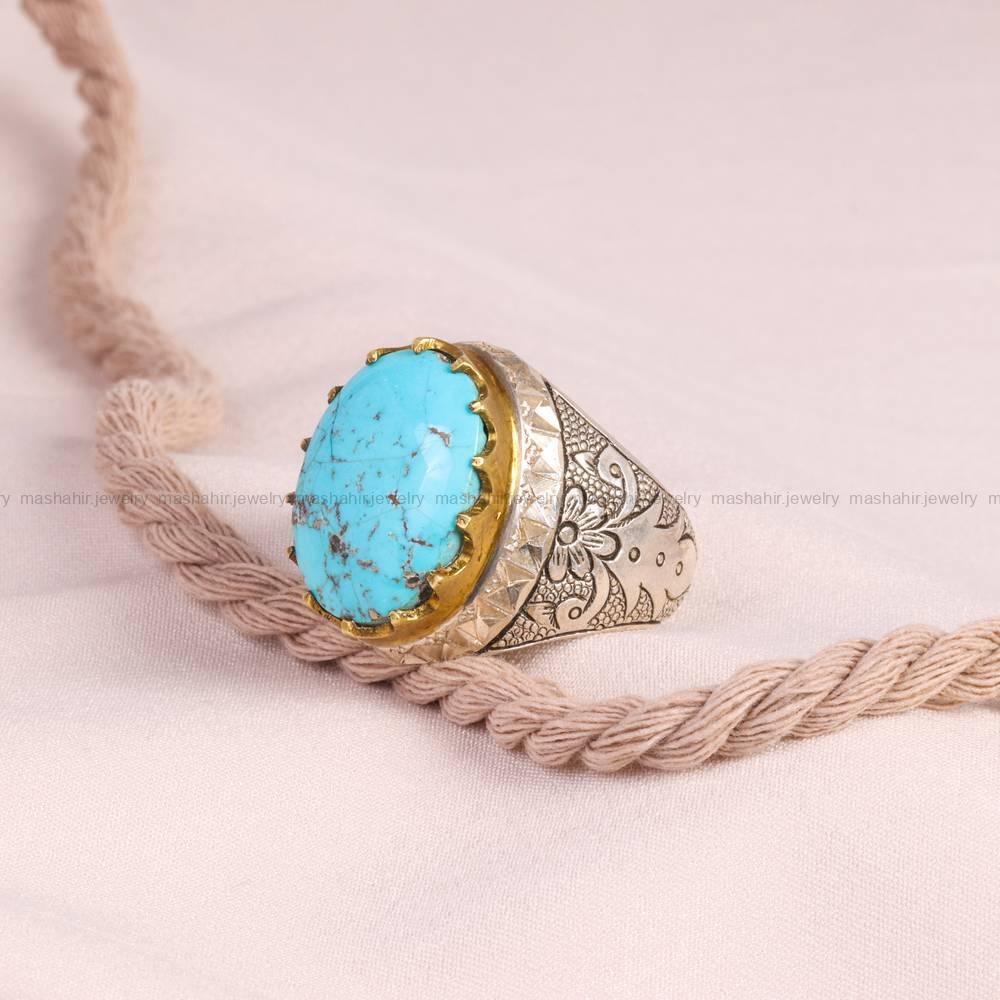 انگشتر فیروزه شجری مردانه کد 5172