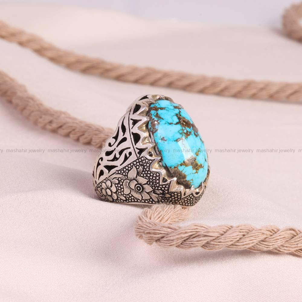 انگشتر فیروزه شجری مردانه کد 5173