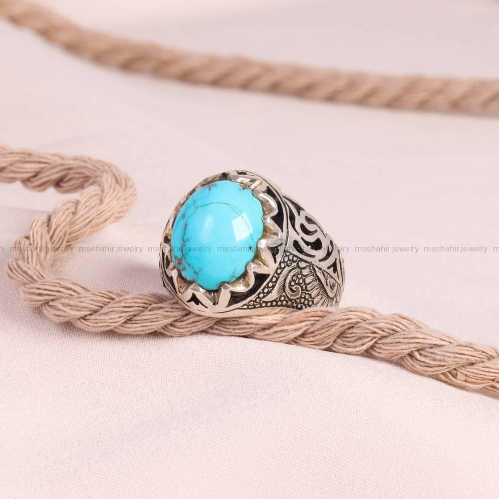 انگشتر فیروزه شجری مردانه کد 5174