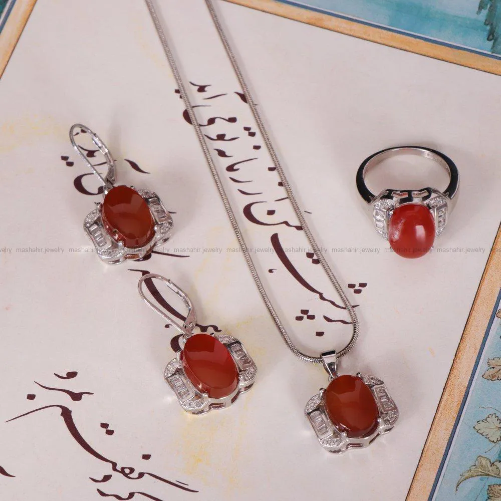 نیم ست عقیق زنانه کد 1570