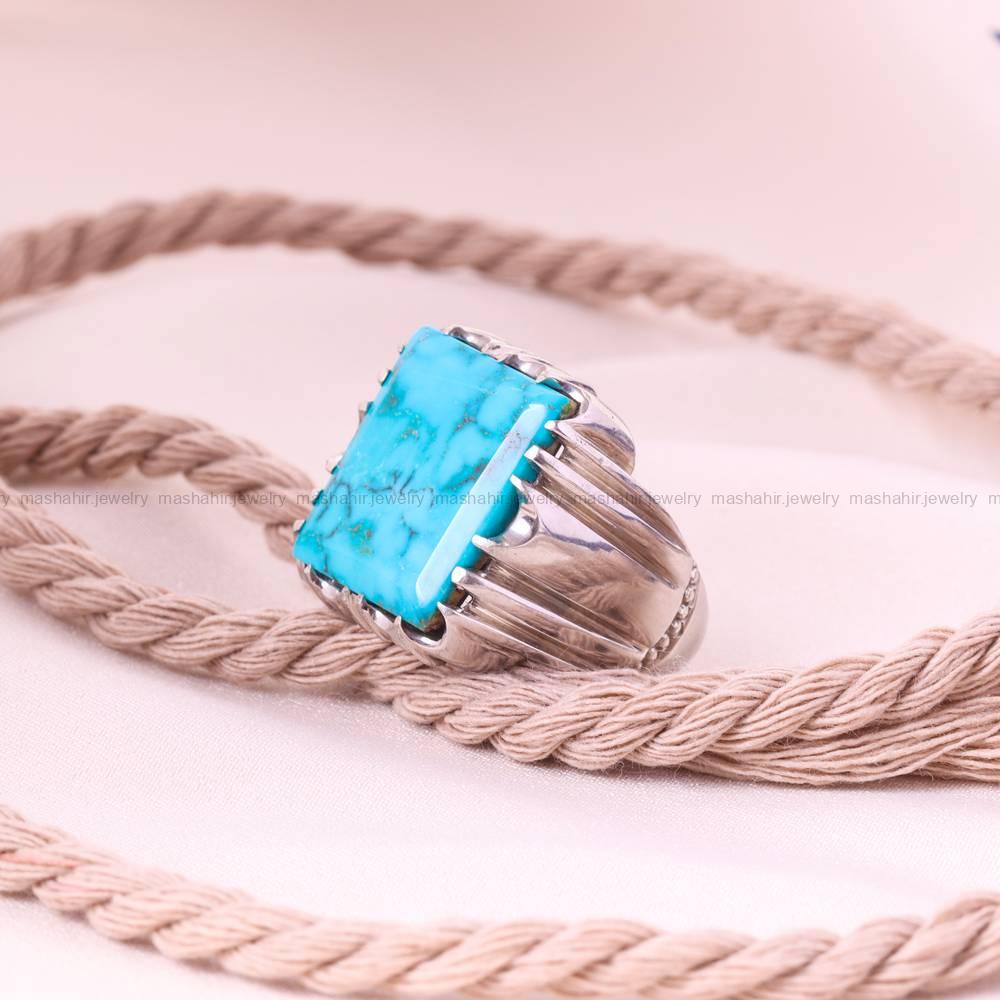 انگشتر فیروزه شجری مردانه کد 5464