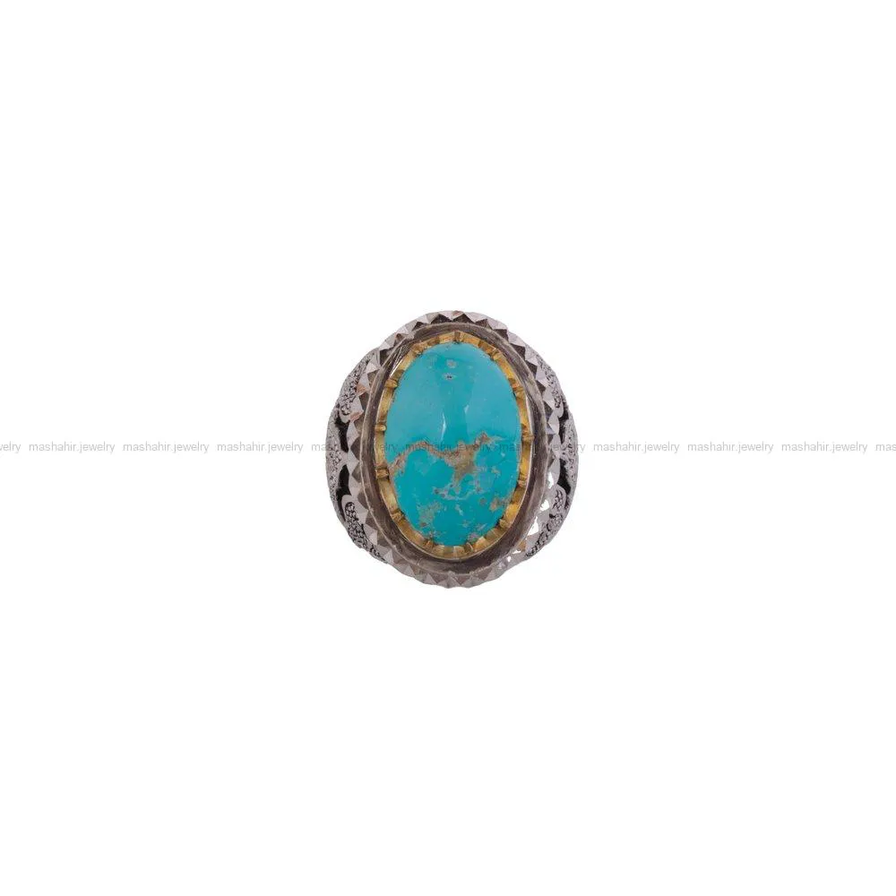 انگشتر فیروزه شجری مردانه کد 1802