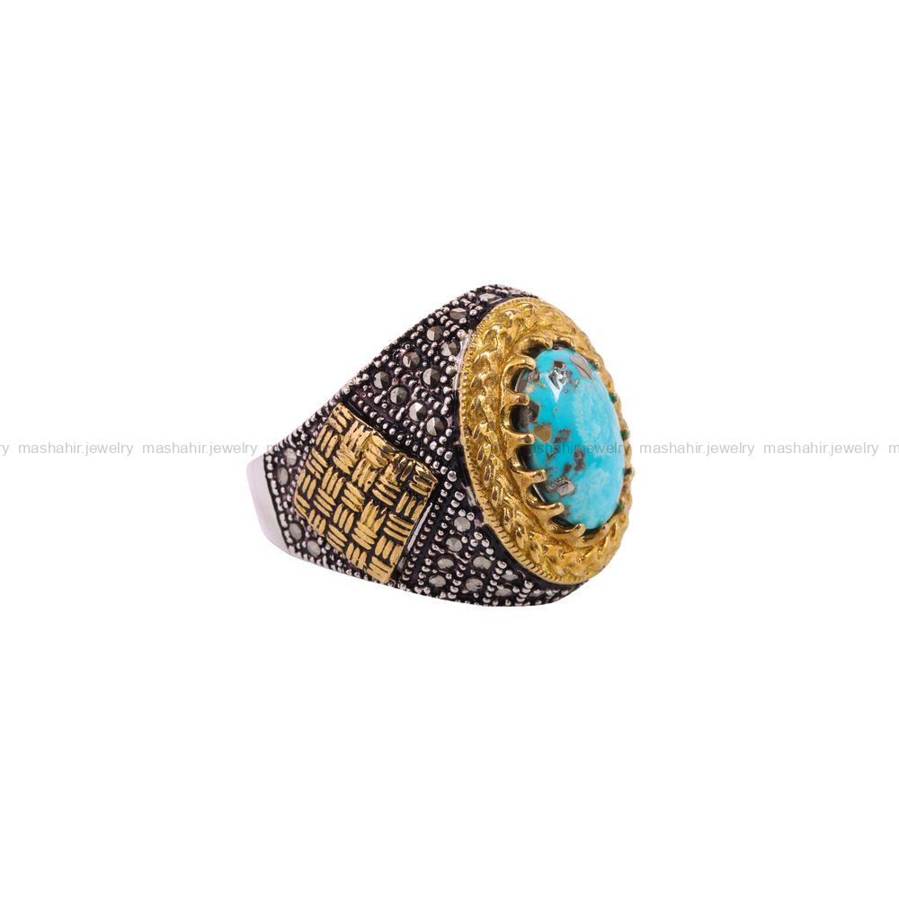 انگشتر فیروزه شجری مردانه کد 3836