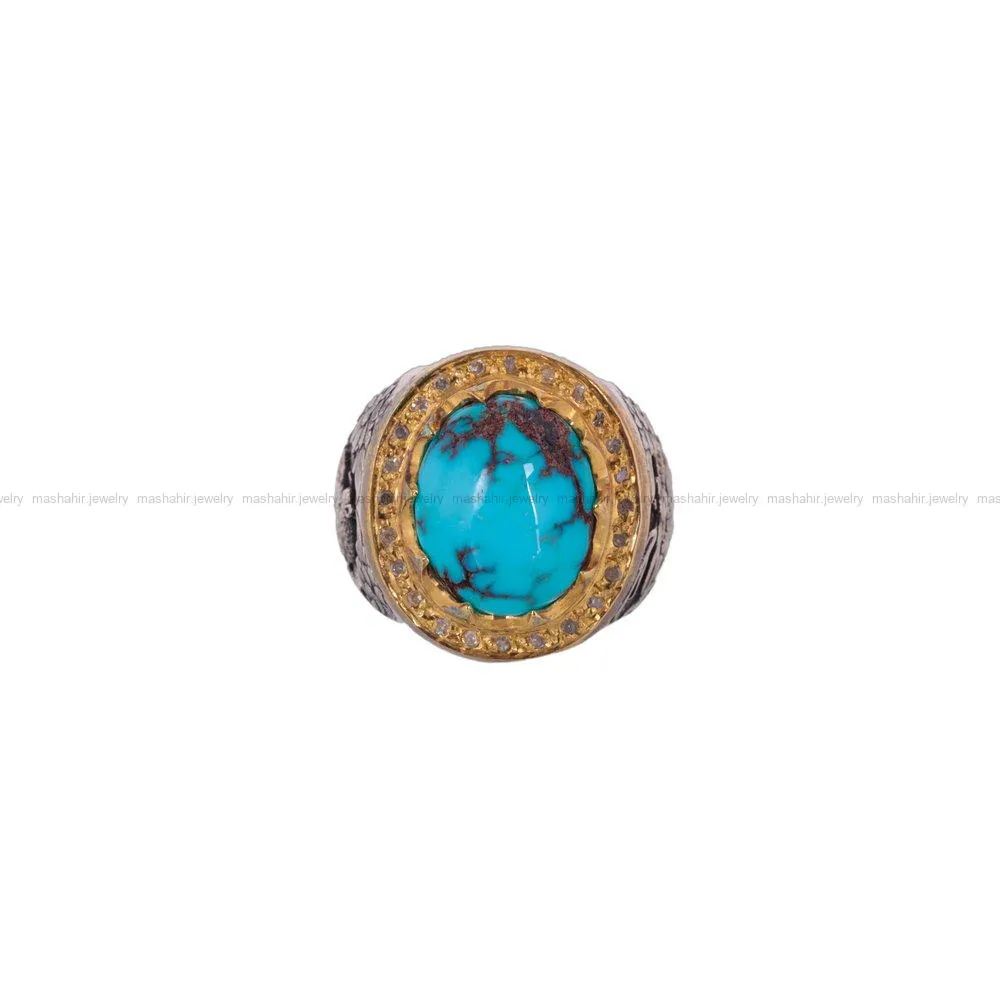 انگشتر فیروزه شجری مردانه کد 1836