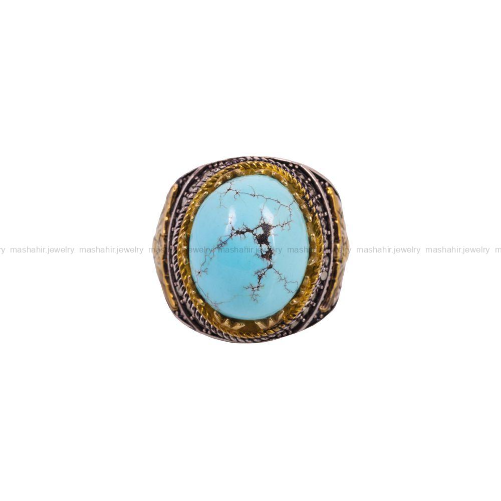 انگشتر فیروزه شجری مردانه کد 3785