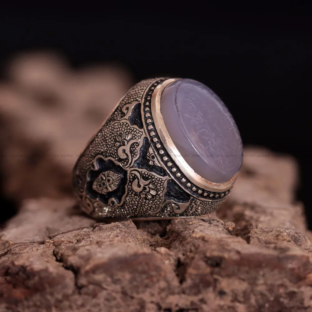 انگشتر عقیق سوسنی مردانه کد 822
