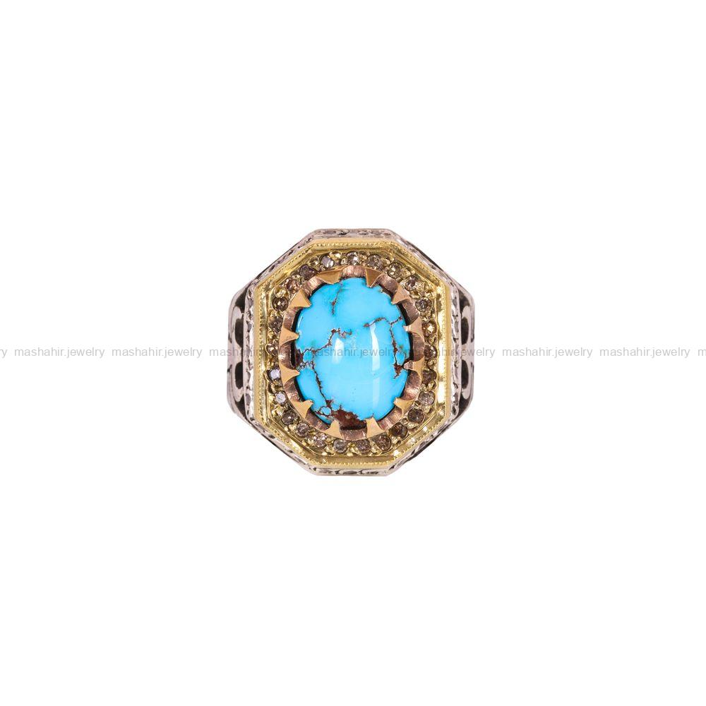 انگشتر فیروزه شجری مردانه کد 4033