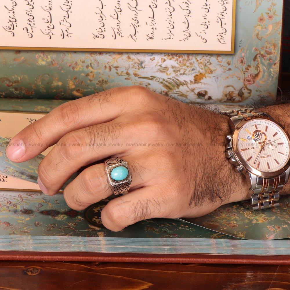 انگشتر فيروزه عجمی مردانه کد 2067