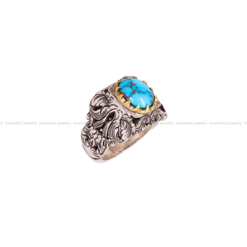 انگشتر فیروزه شجری مردانه کد 4038
