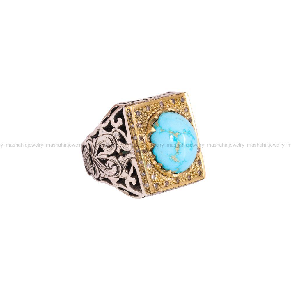 انگشتر فیروزه شجری مردانه کد 4039