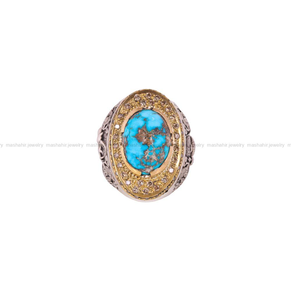انگشتر فیروزه شجری مردانه کد 4043