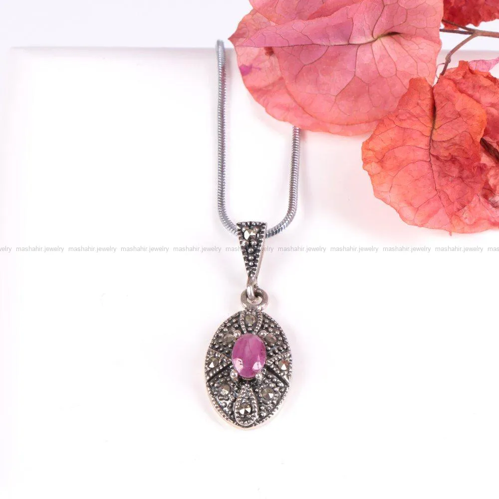 گردنبند یاقوت سرخ زنانه کد 2223