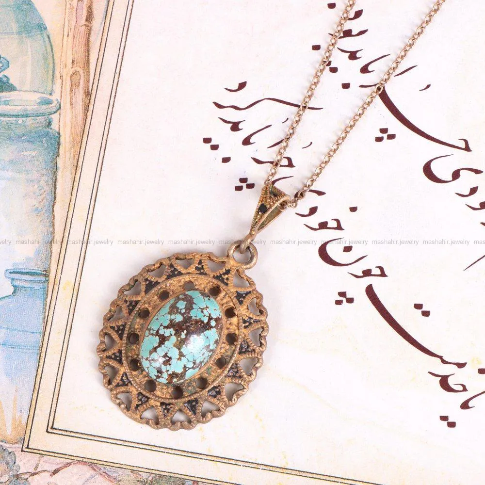 گردنبند فیروزه زنانه کد 2251