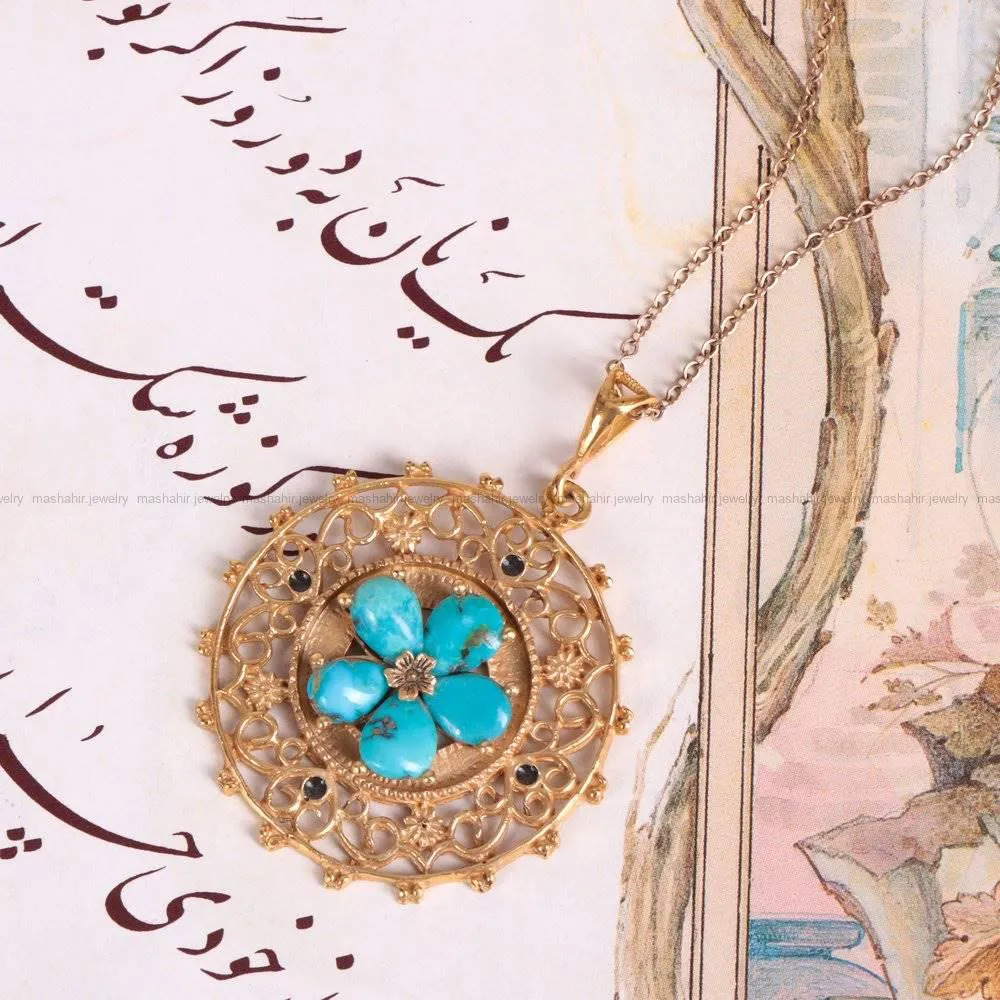 گردنبند فیروزه زنانه کد 2252