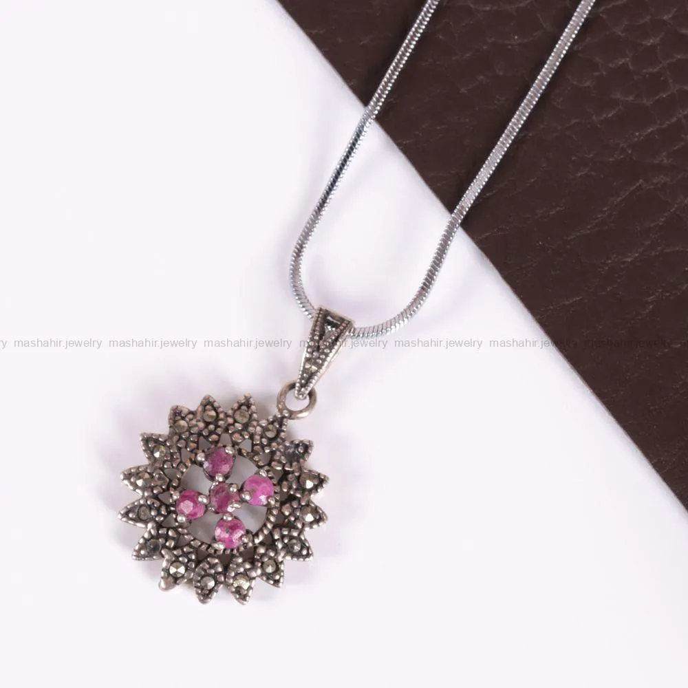 گردنبند یاقوت سرخ زنانه کد 2471