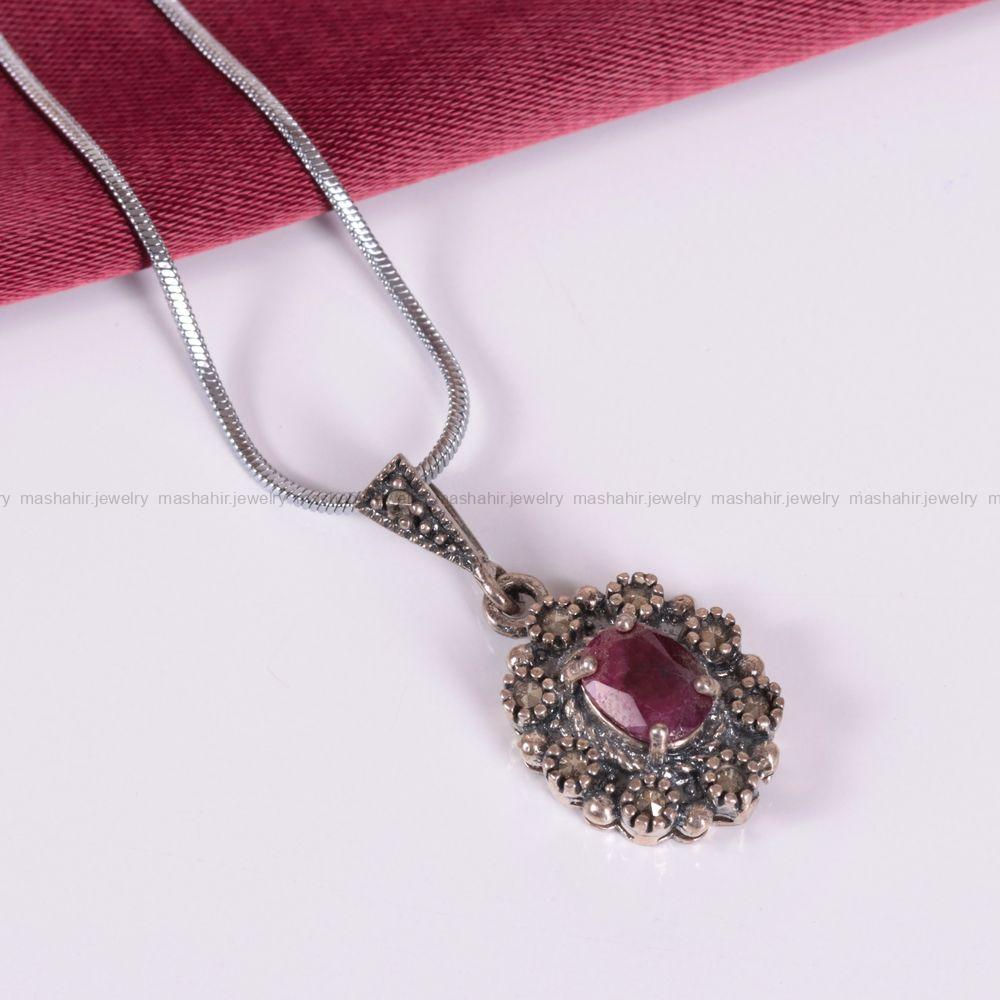گردنبند یاقوت سرخ زنانه کد 2485