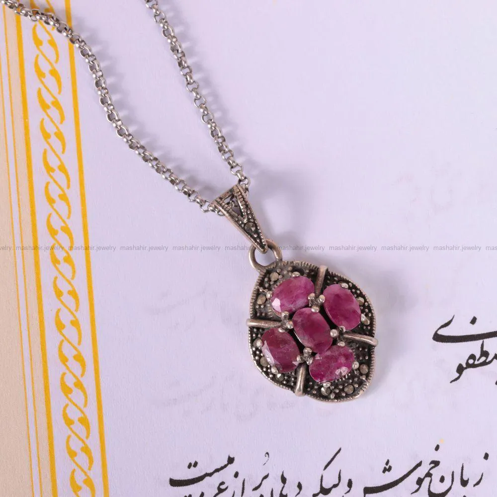 گردنبند یاقوت سرخ زنانه کد 2513