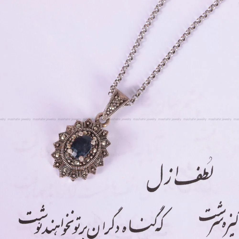 گردنبند یاقوت کبود زنانه کد 2514