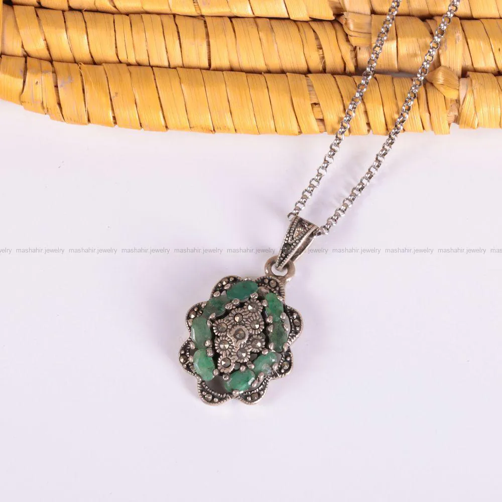 گردنبند زمرد زنانه کد 2560
