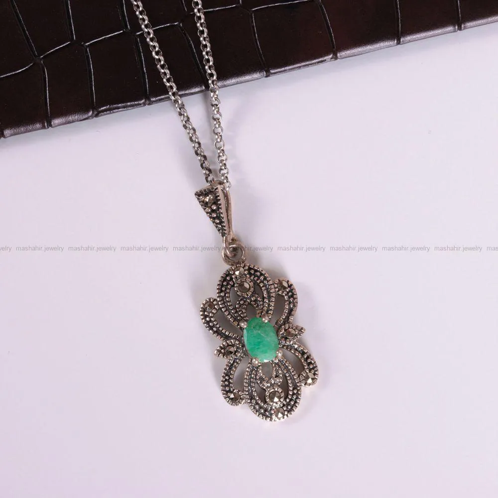 گردنبند زمرد زنانه کد 2569