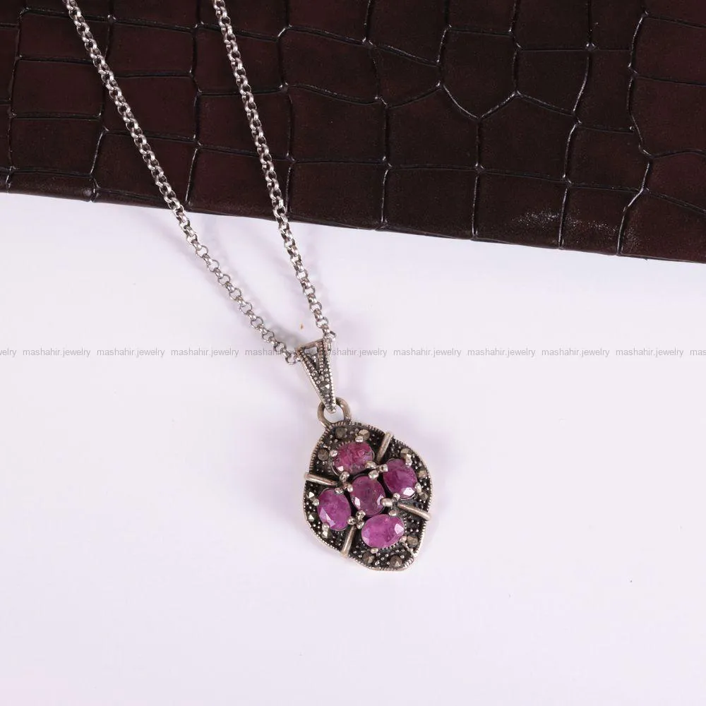 گردنبند یاقوت سرخ زنانه کد 2571