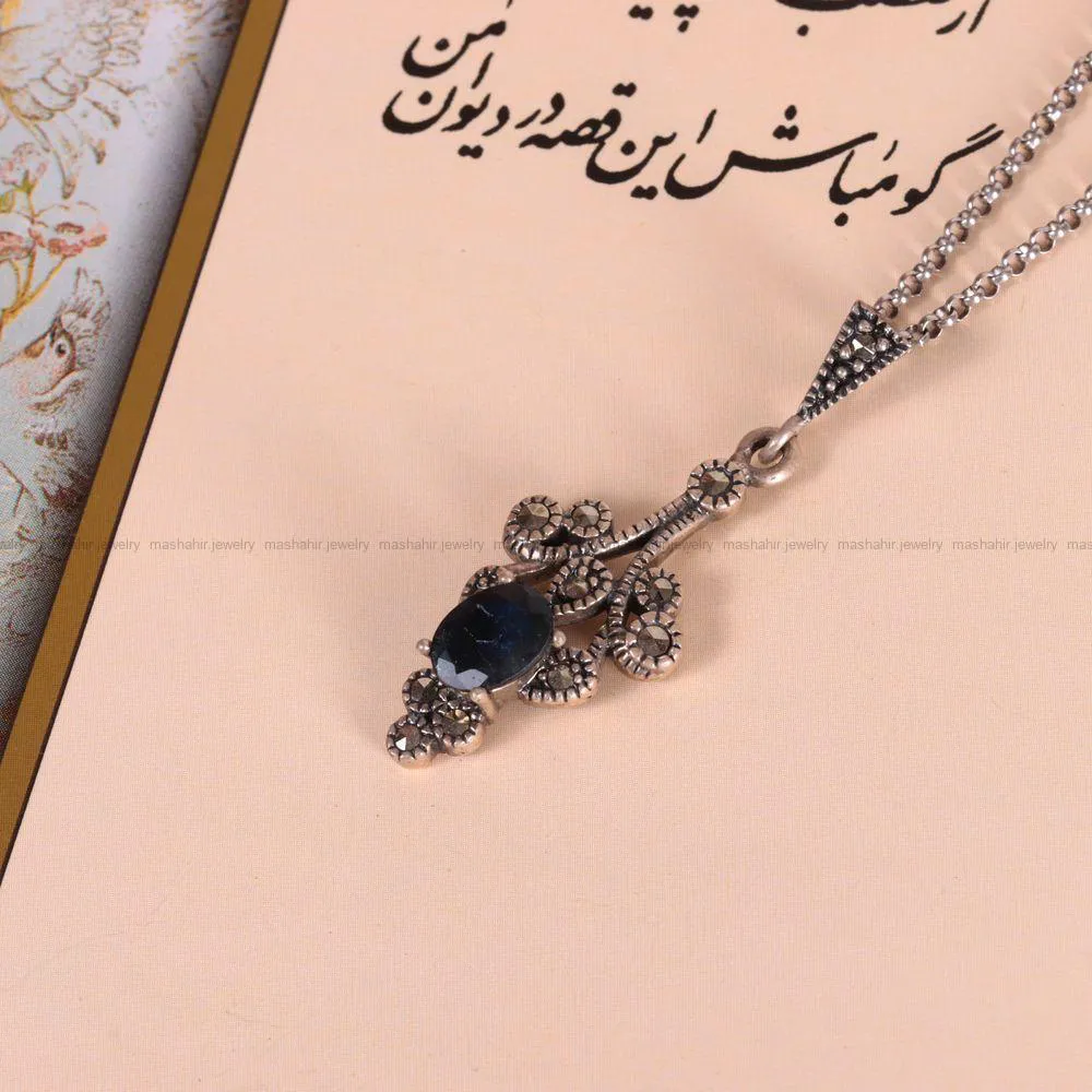 گردنبند یاقوت کبود زنانه کد 2635