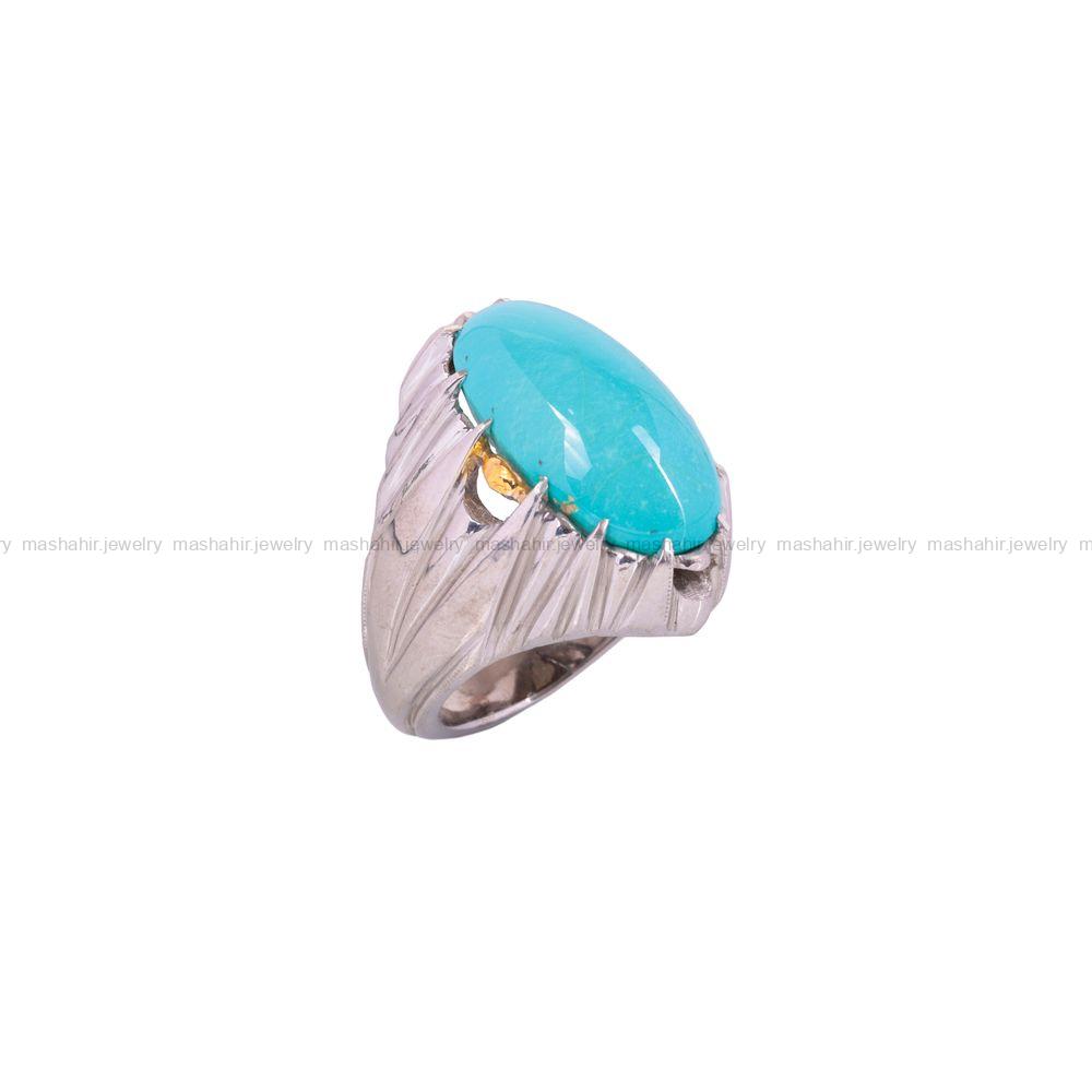 انگشتر فیروزه عجمی مردانه کد 3085