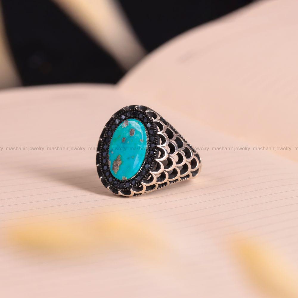 انگشتر فیروزه شجری مردانه کد 3139