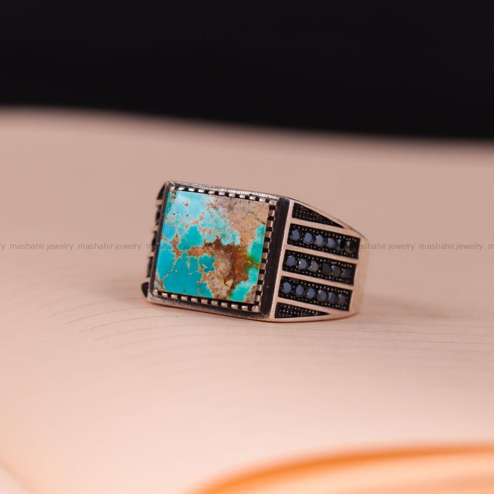 انگشتر فیروزه شجری مردانه کد 3149