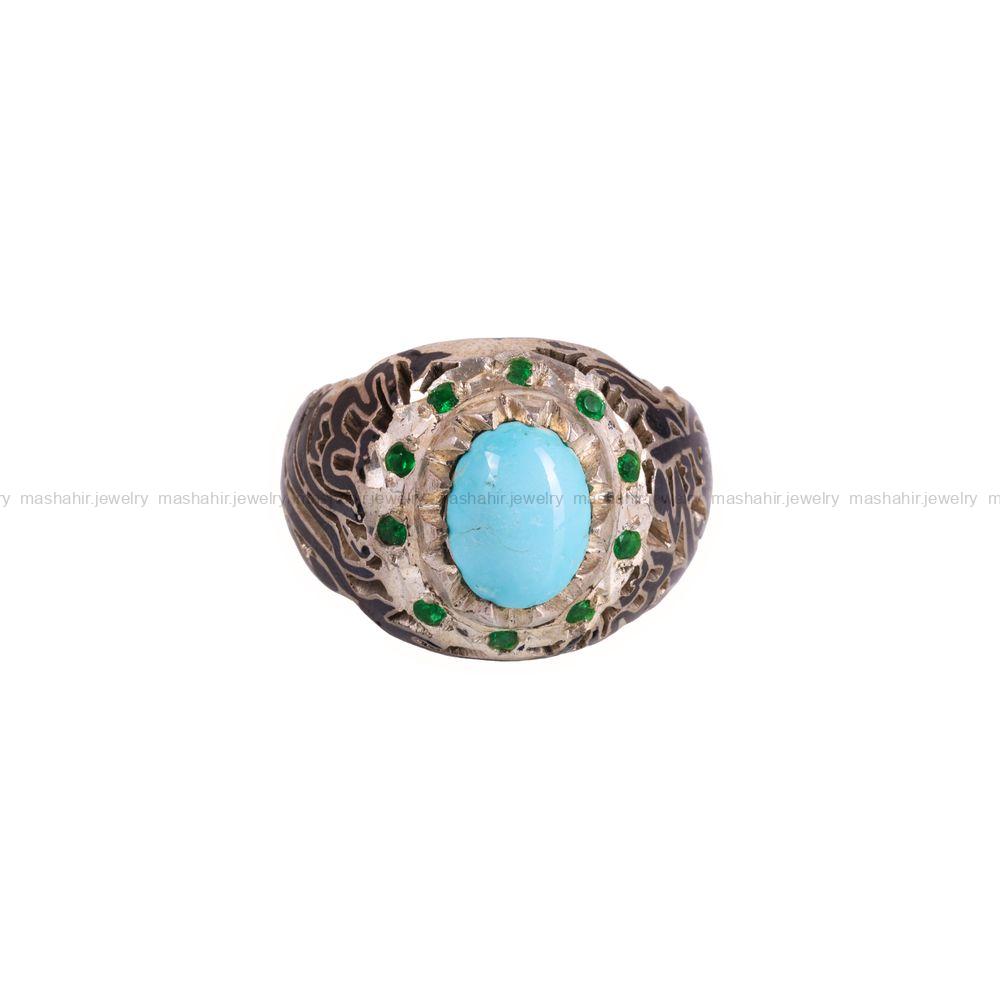 انگشتر فیروزه عجمی مردانه کد 3357