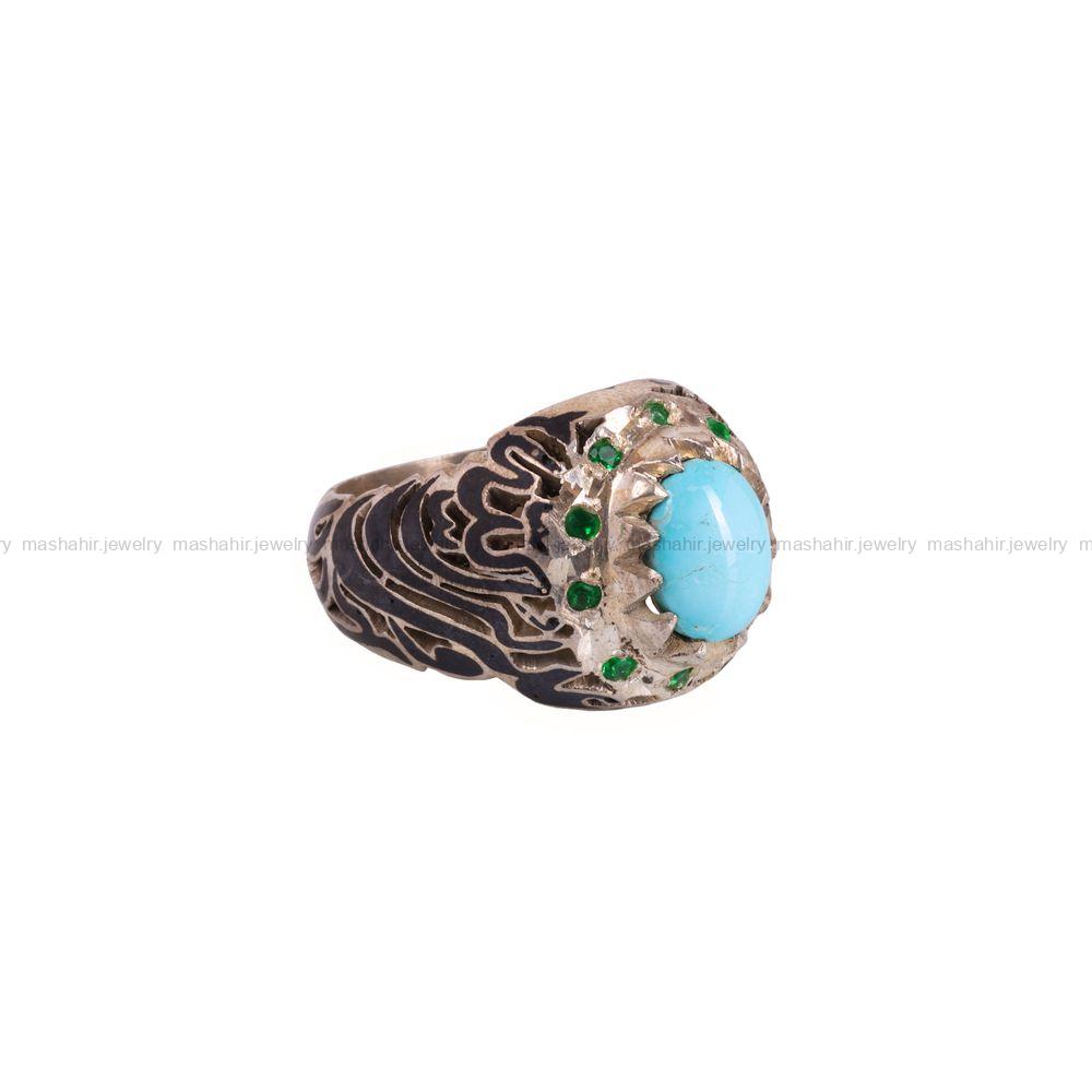 انگشتر فیروزه عجمی مردانه کد 3357
