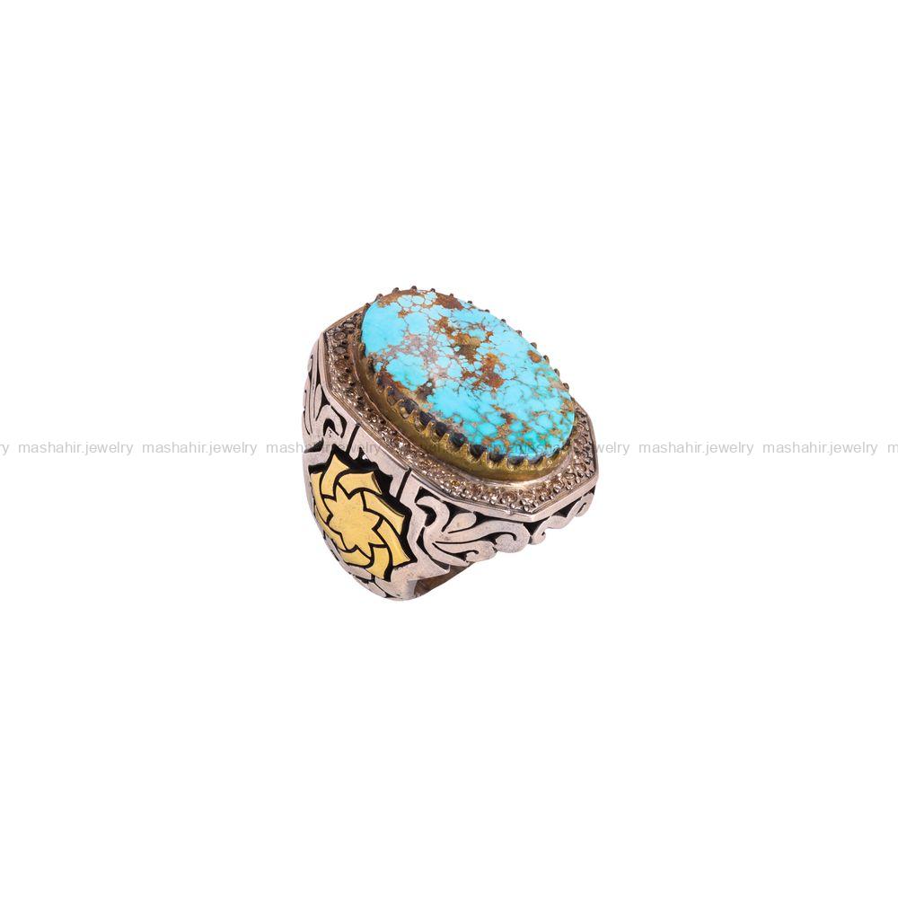 انگشتر فیروزه شجری مردانه کد 3228