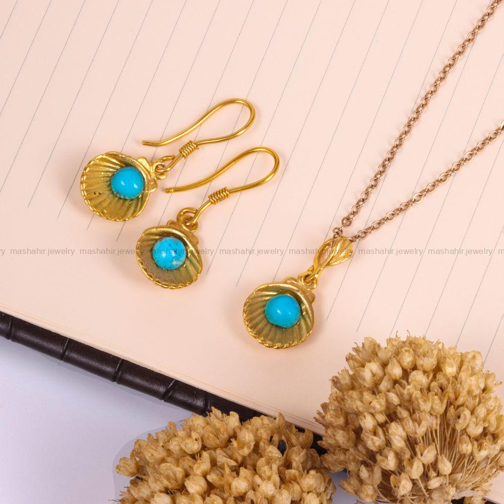 نیم ست فیروزه زنانه کد 3372