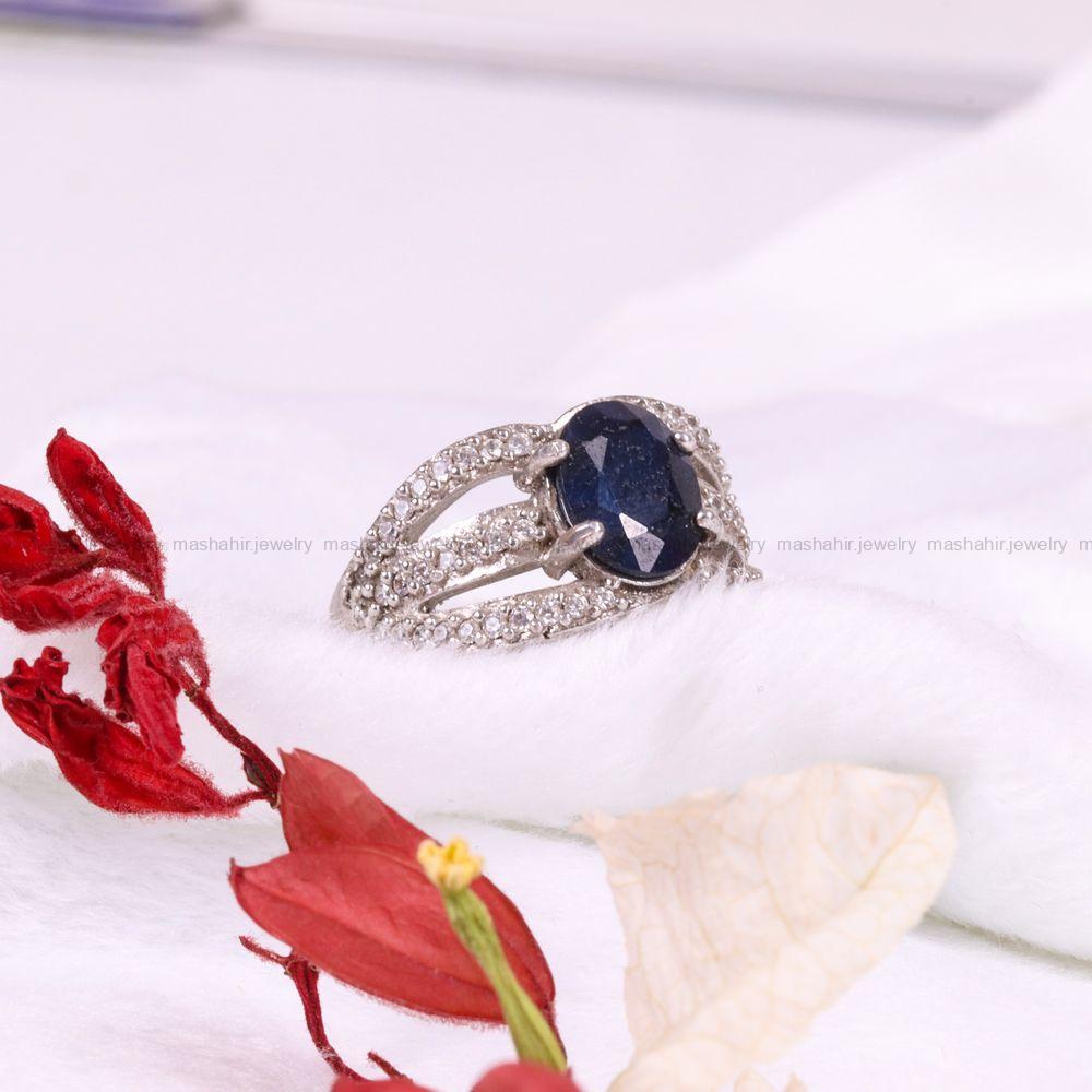 انگشتر یاقوت کبود زنانه کد 3406