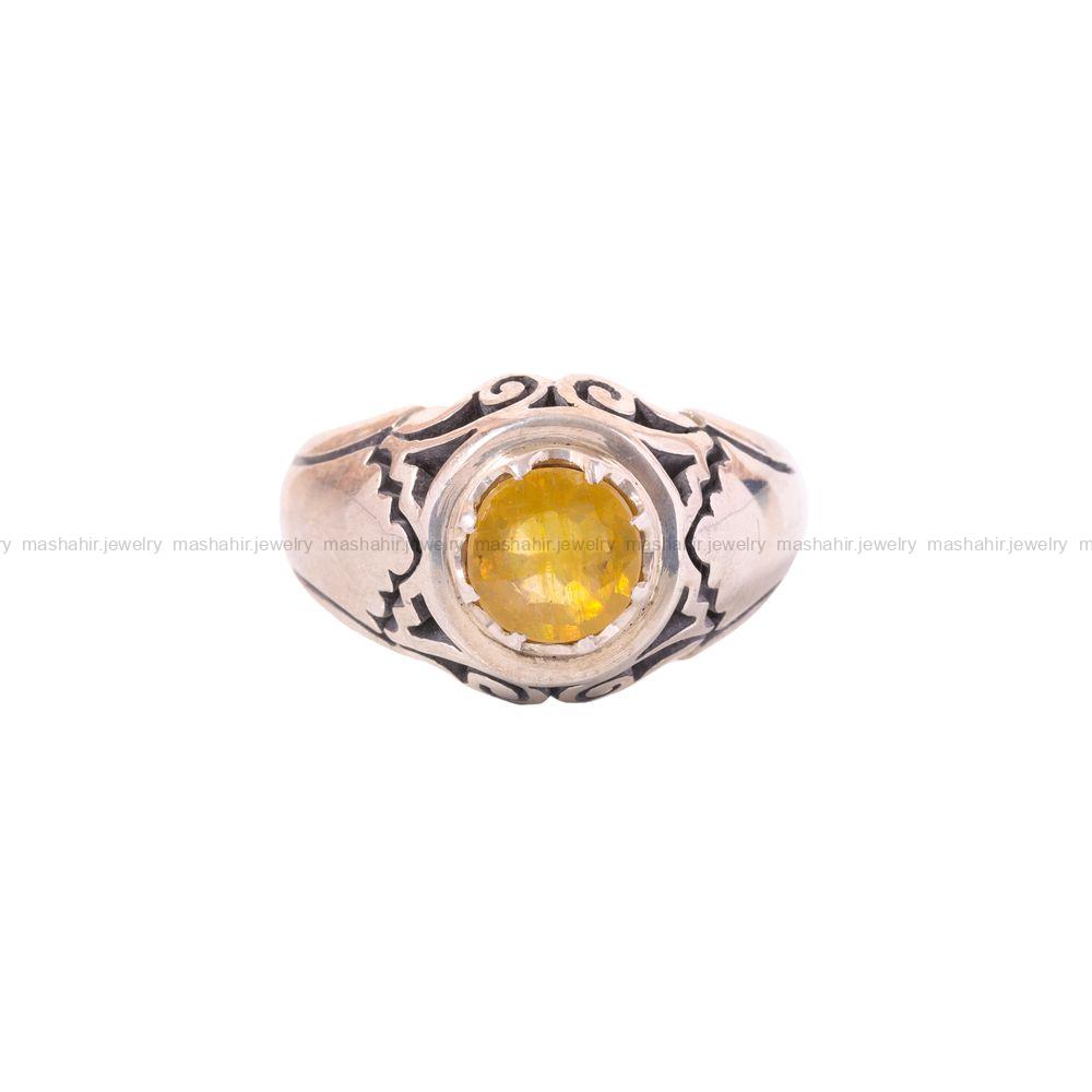 انگشتر یاقوت زرد مردانه کد 3564