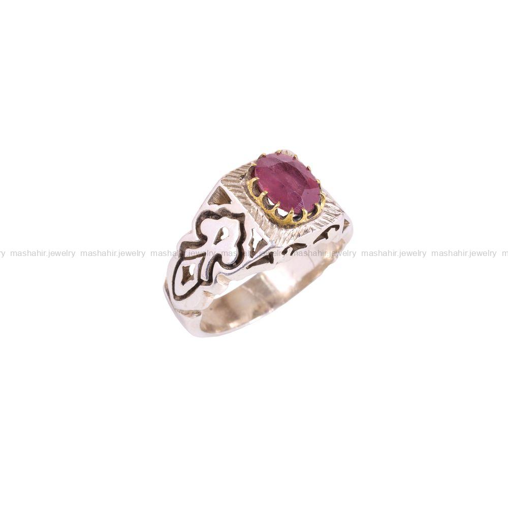 انگشتر یاقوت سرخ مردانه کد 3575