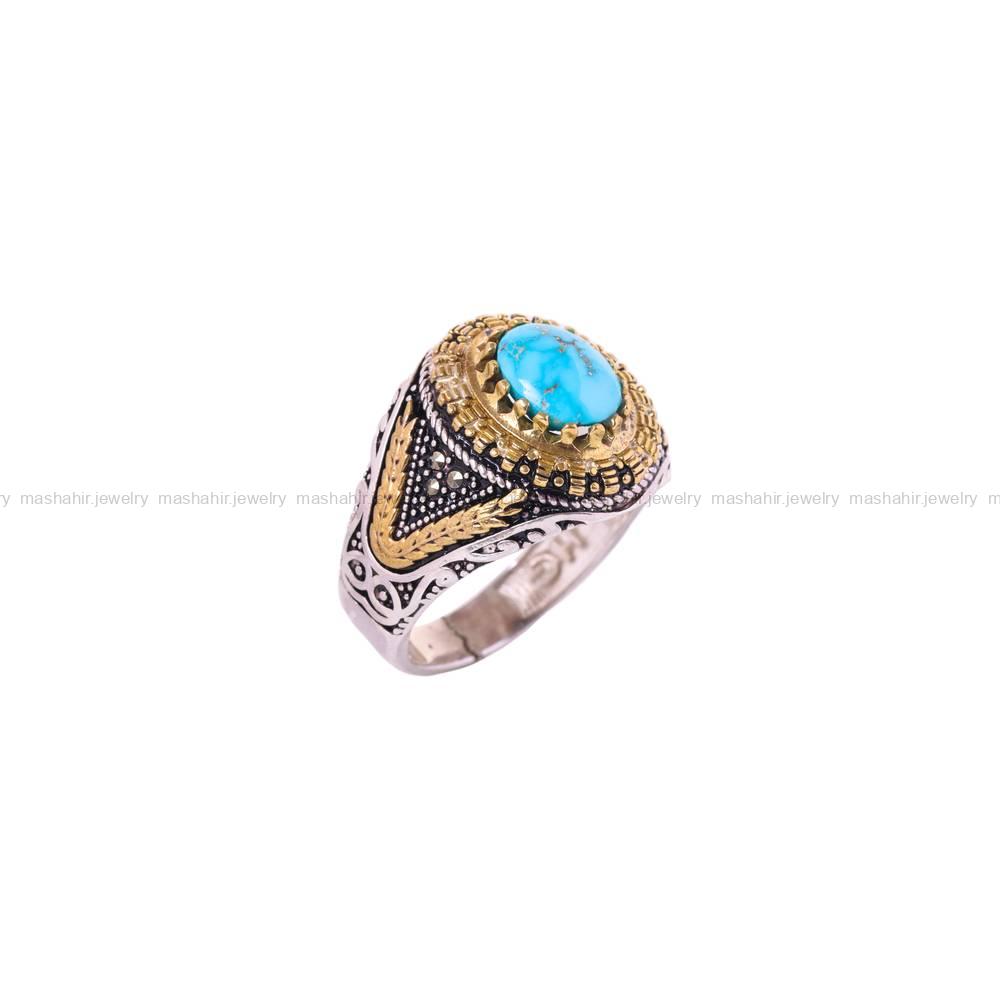 انگشتر فیروزه شجری مردانه کد 5698