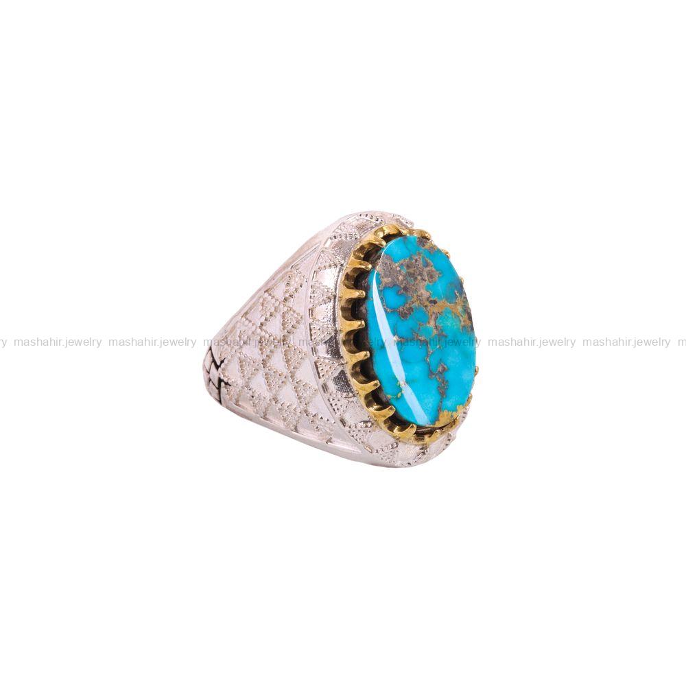 انگشتر فیروزه شجری مردانه کد 3853