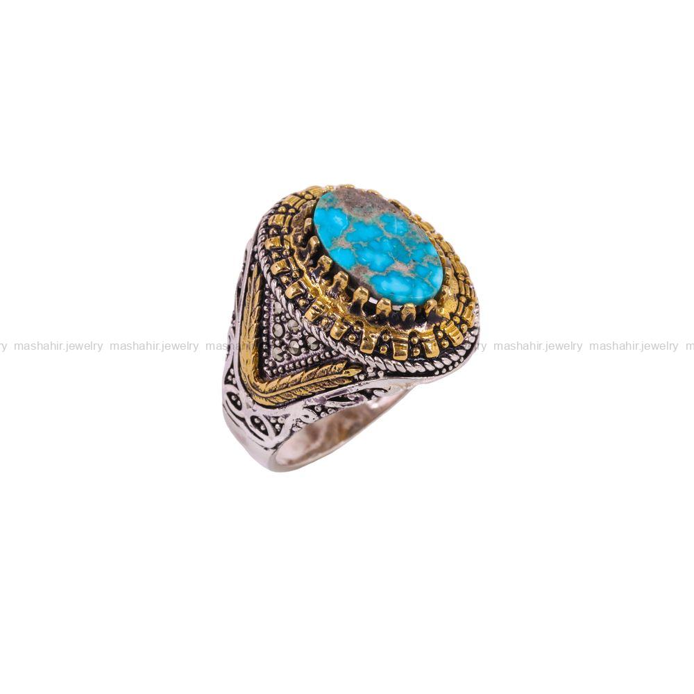 انگشتر فیروزه شجری مردانه کد 3855