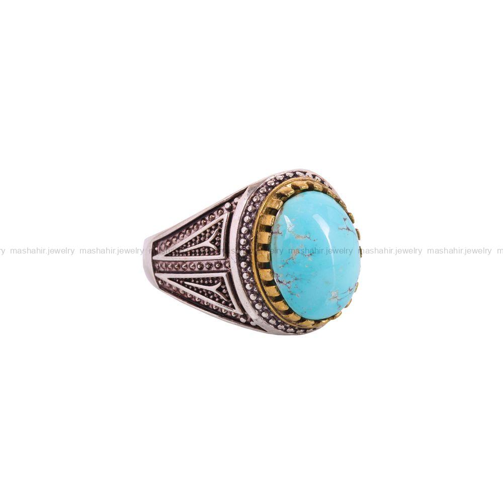 انگشتر فیروزه شجری مردانه کد 3867