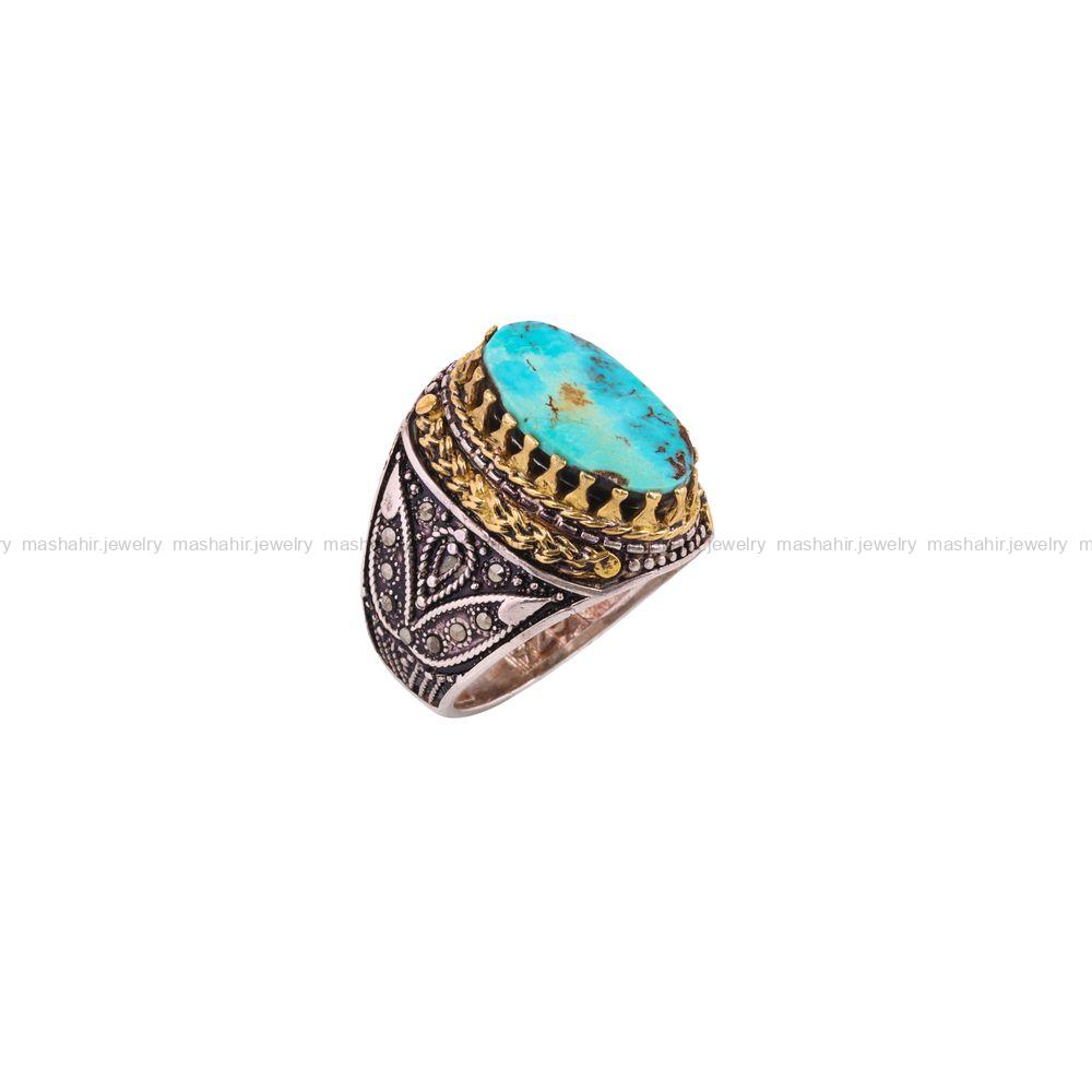 انگشتر فیروزه شجری مردانه کد 3870