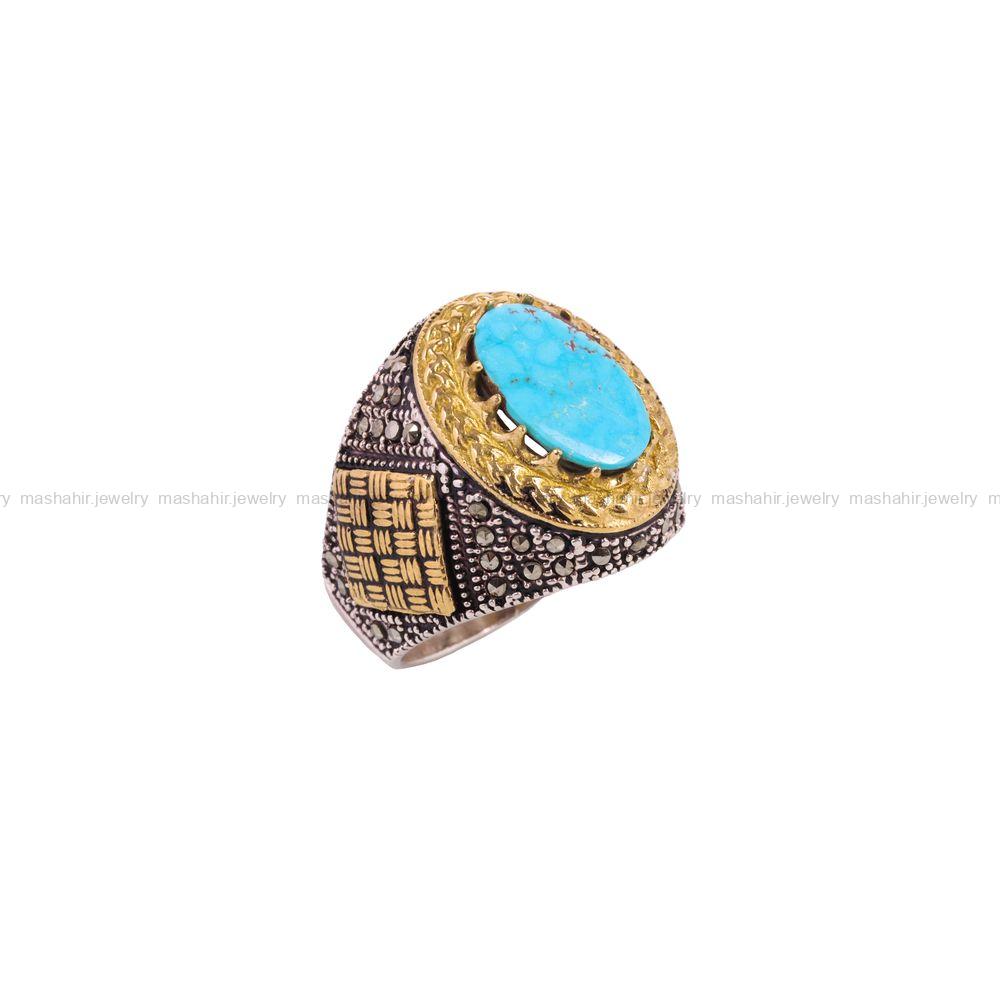 انگشتر فیروزه شجری مردانه کد 3875