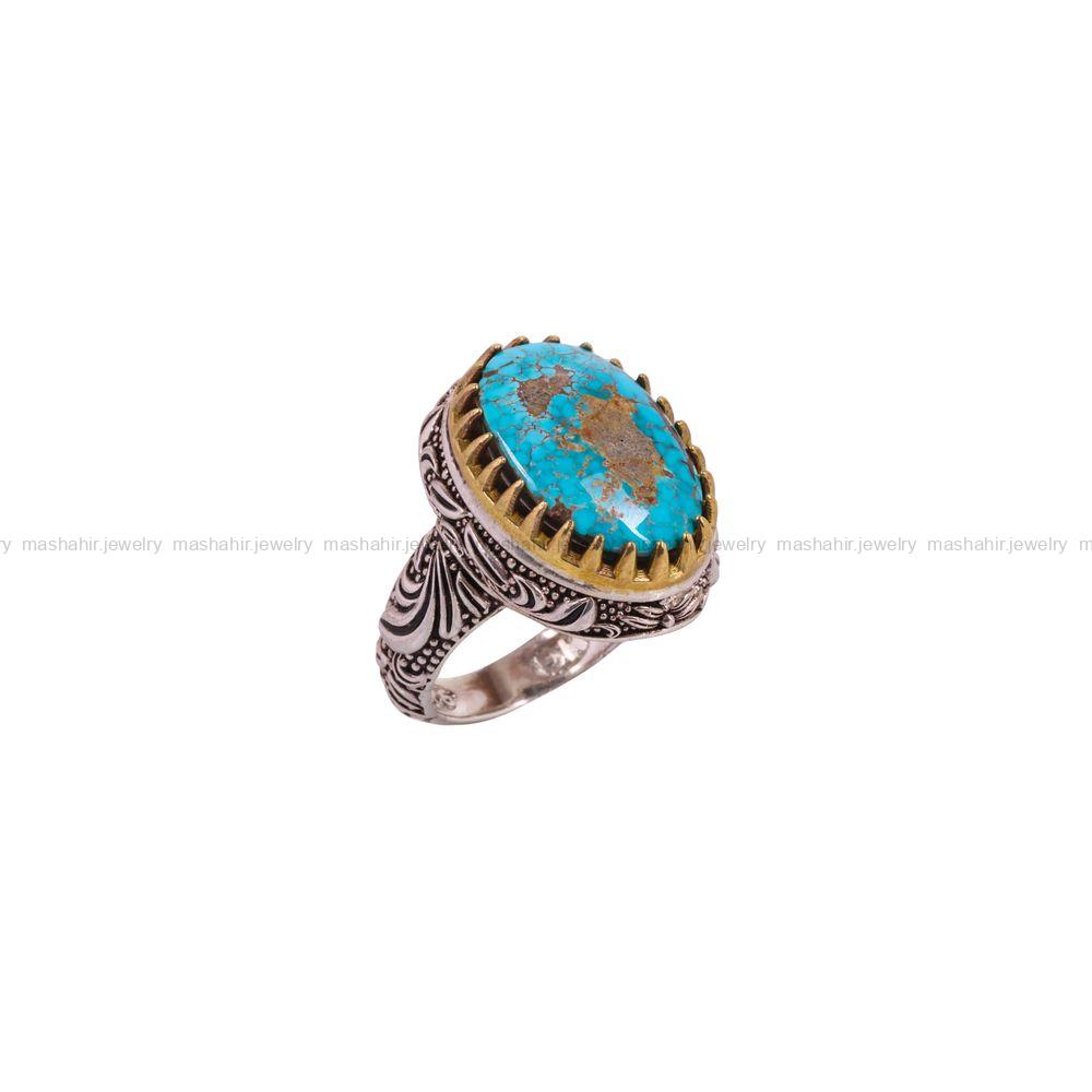 انگشتر فیروزه شجری مردانه کد 3878