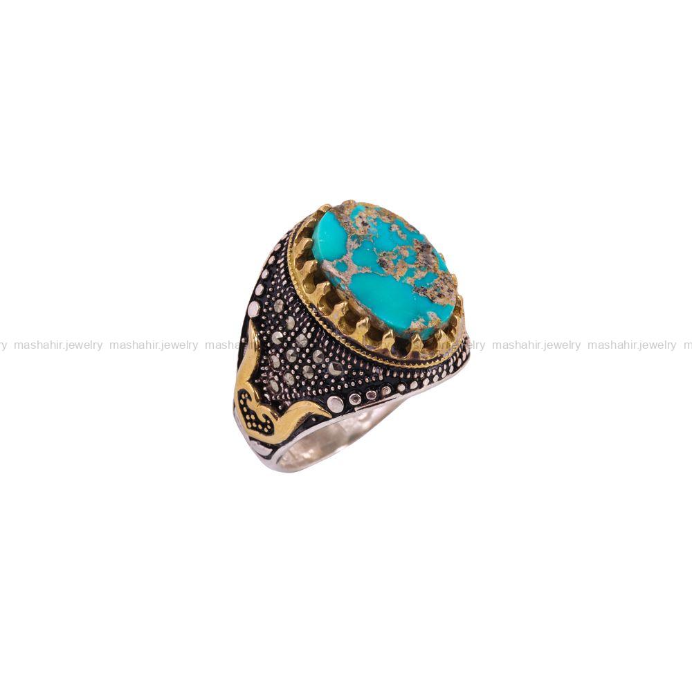 انگشتر فیروزه شجری مردانه کد 3881